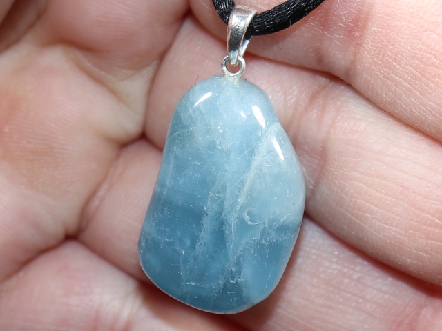 aquamarine with cord or silver 925