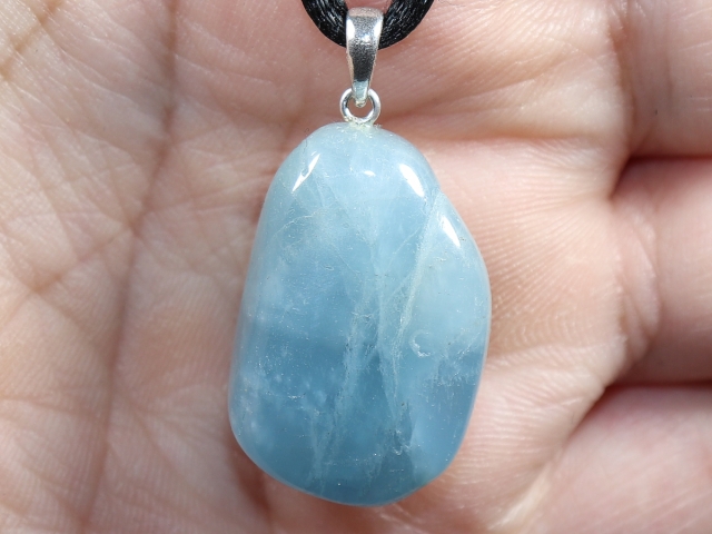 aquamarine with cord or silver 925
