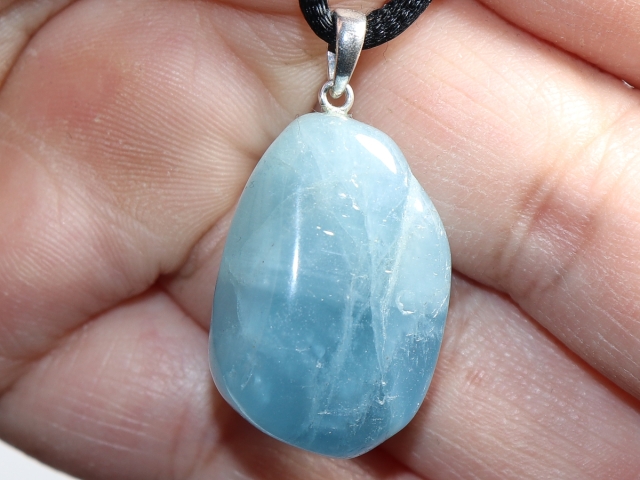 aquamarine with cord or silver 925