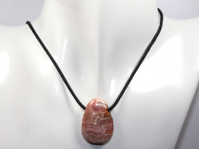 Preview: rhodochrosite with cord or silver 925