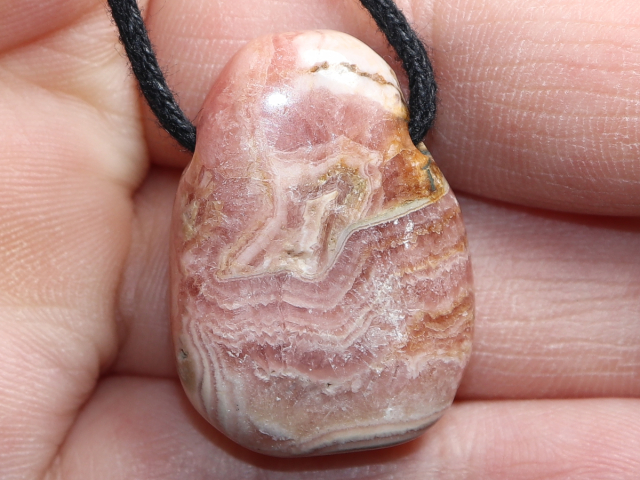 rhodochrosite with cord or silver 925