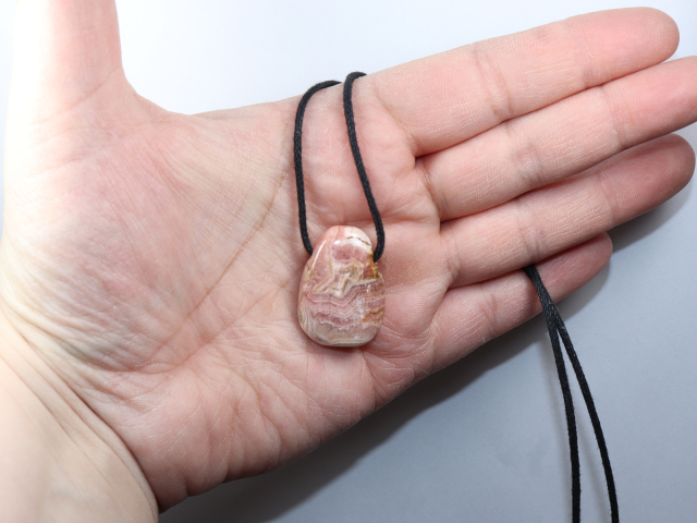 rhodochrosite with cord or silver 925