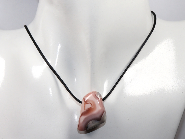 Botswana agate with cord or silver 925