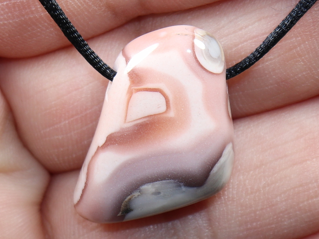 Botswana agate with cord or silver 925