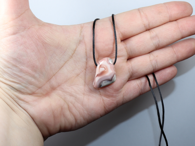 Botswana agate with cord or silver 925