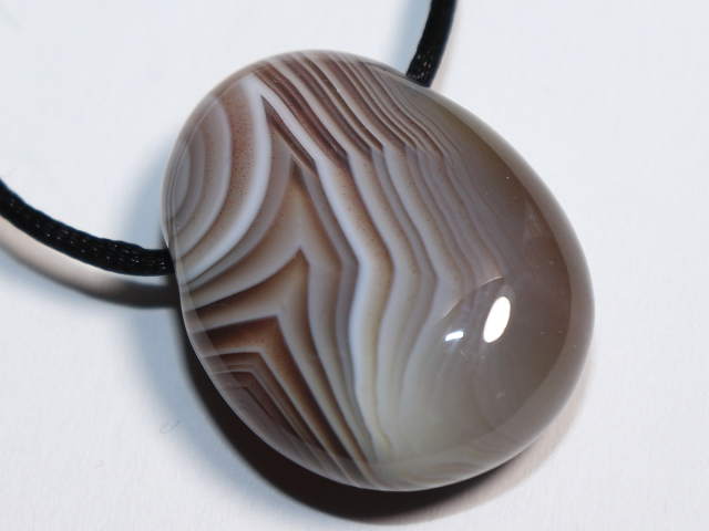 Botswana agate with cord or silver 925