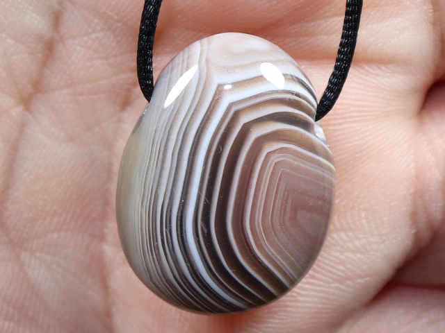 Botswana agate with cord or silver 925