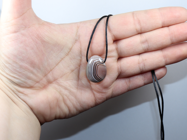 Botswana agate with cord or silver 925