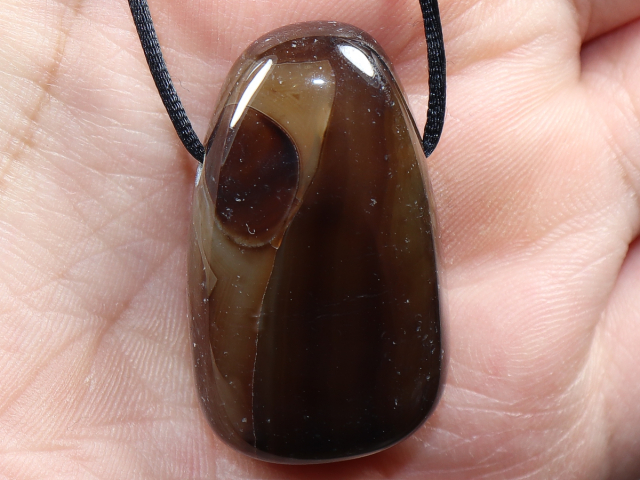 black agate with cord or silver 925
