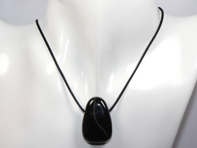 Preview: black agate with cord or silver 925