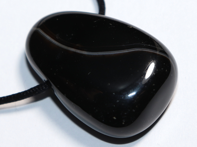 black agate with cord or silver 925