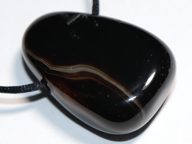 black agate with cord or silver 925