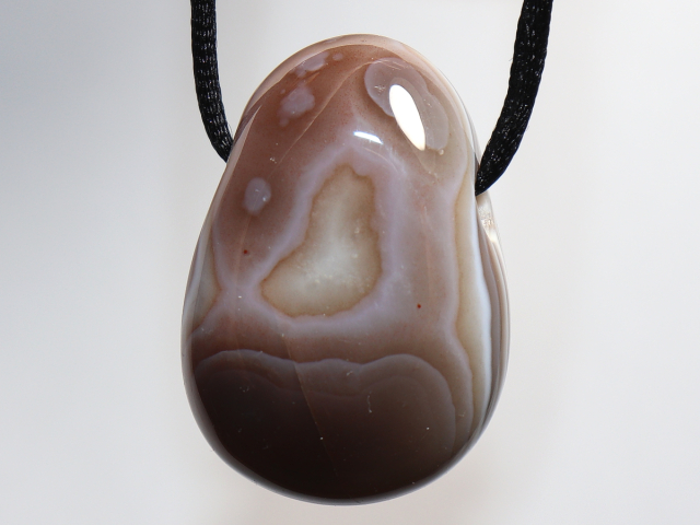Botswana agate with cord or silver 925