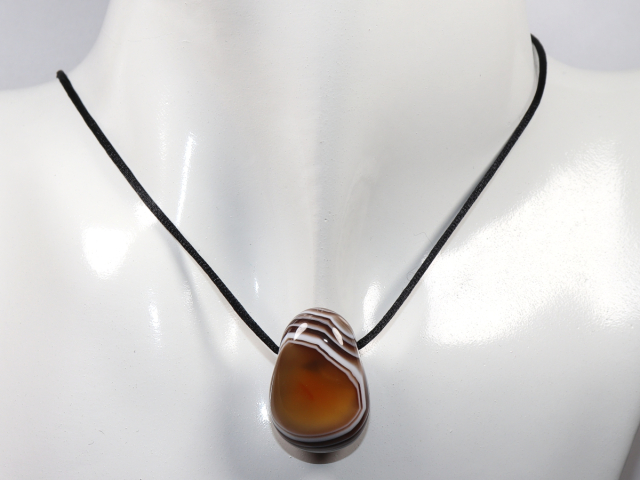 Botswana agate with cord or silver 925