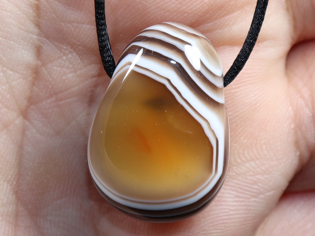 Botswana agate with cord or silver 925