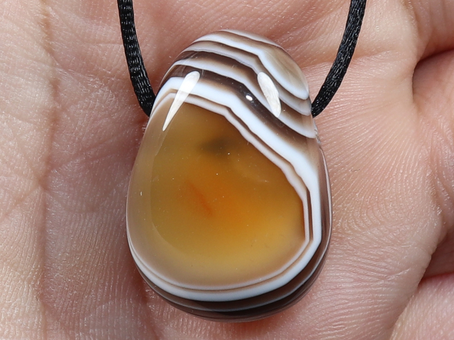 Botswana agate with cord or silver 925