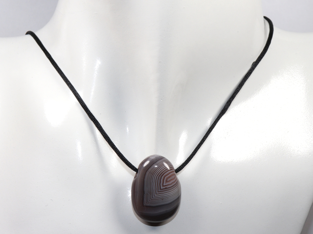 Botswana agate with cord or silver 925