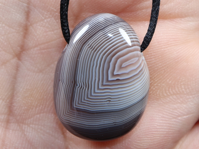 Botswana agate with cord or silver 925