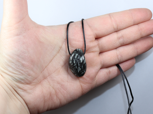 chrysanthemum stone with cord or silver 925