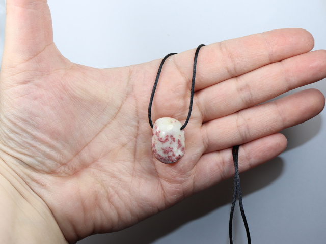 Cinnabar in quartz with cord or silver 925