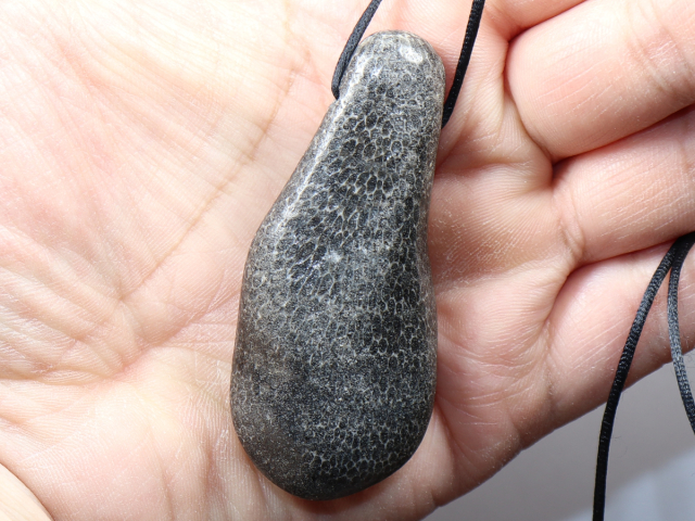 black coral with cord or silver 925