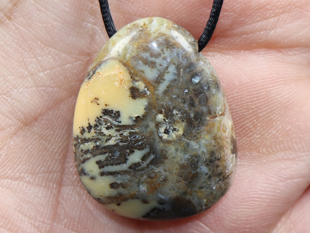 dendrite opal with cord or silver 925