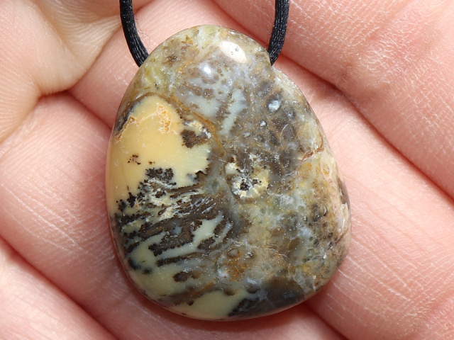 dendrite opal with cord or silver 925