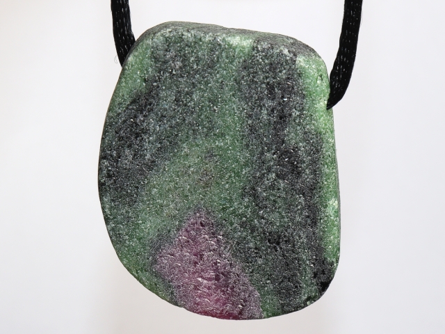 ruby in zoisite with cord or silver 925