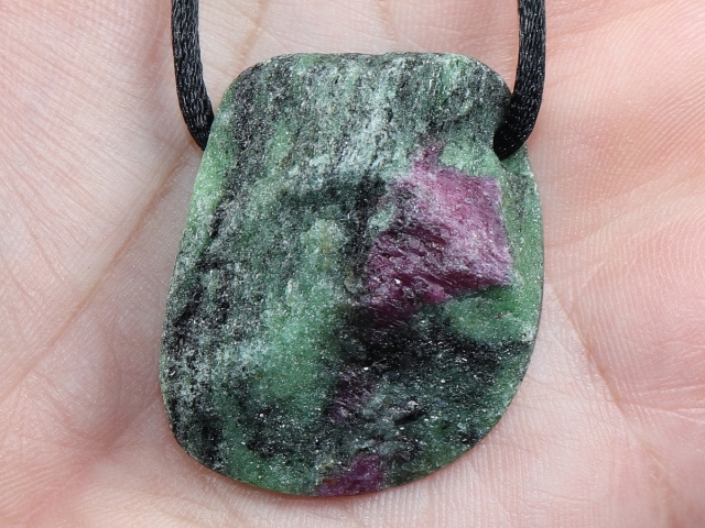 ruby in zoisite with cord or silver 925