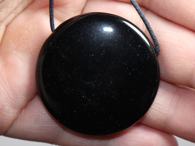 schwarzer Obsidian mit Band oder Silber 925