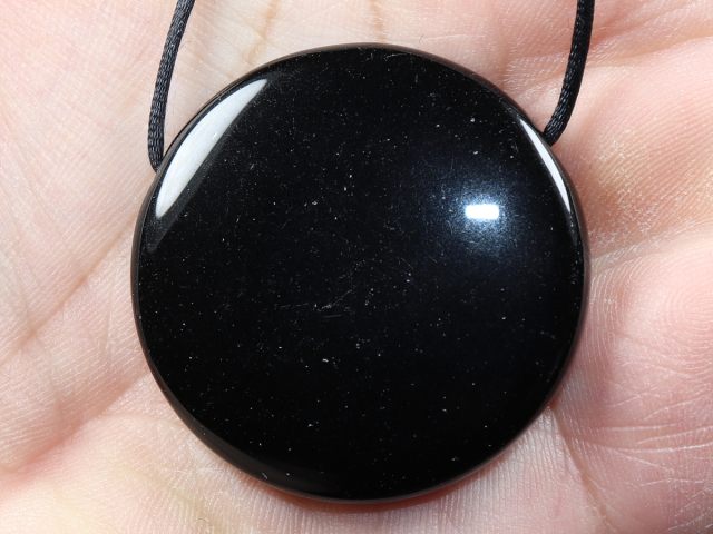 schwarzer Obsidian mit Band oder Silber 925