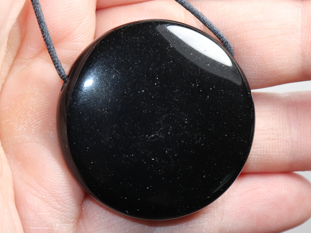 schwarzer Obsidian mit Band oder Silber 925