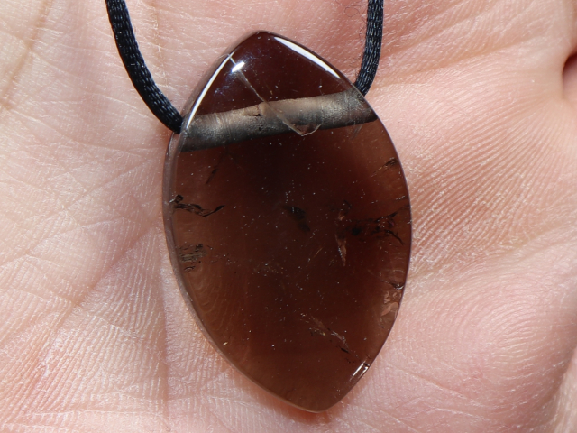 smoky quartz with cord or silver 925