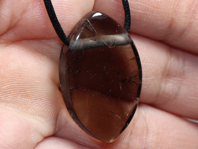 smoky quartz with cord or silver 925