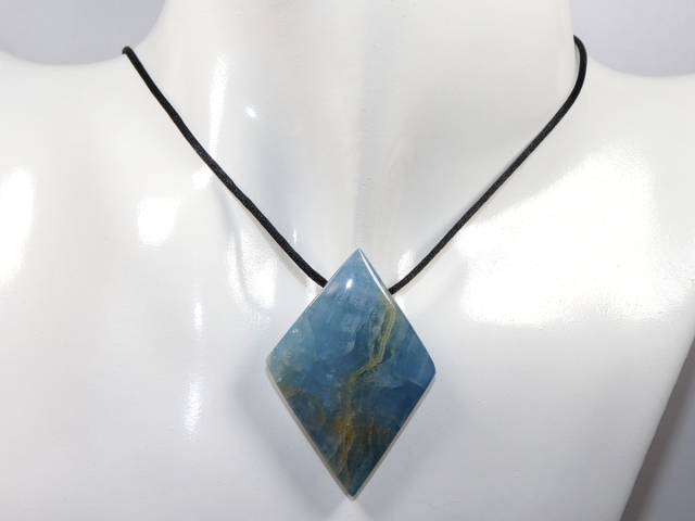 blue aragonite with cord or silver 925