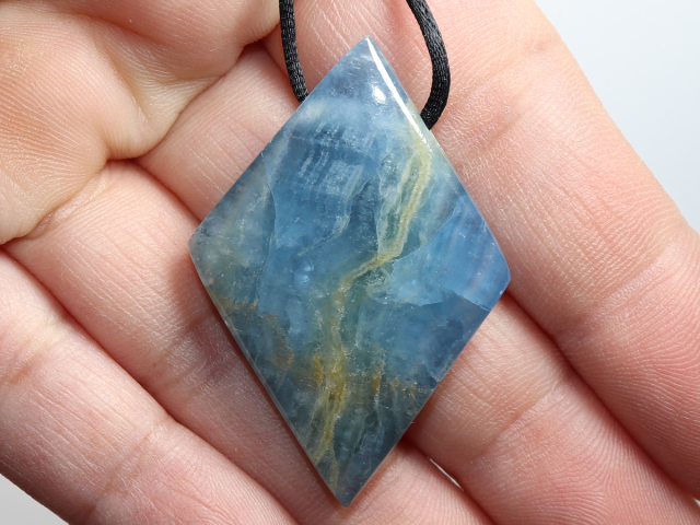 blue aragonite with cord or silver 925