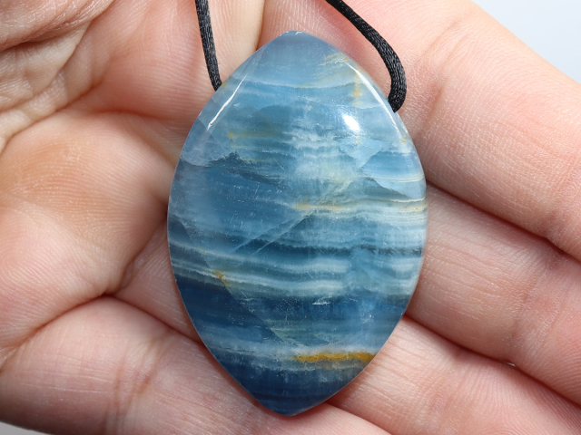 blue aragonite with cord or silver 925