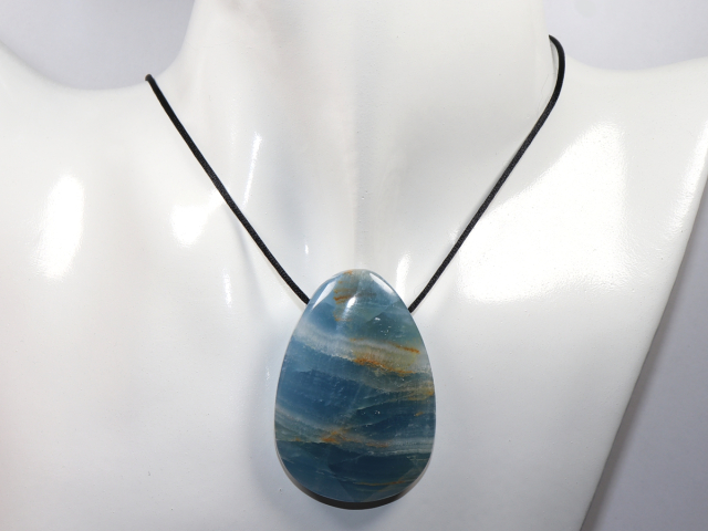blue aragonite with cord or silver 925