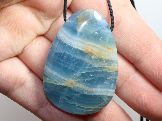 blue aragonite with cord or silver 925