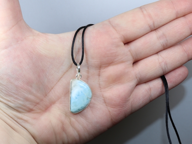 larimar with cord or silver 925