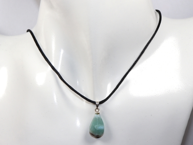larimar with cord or silver 925