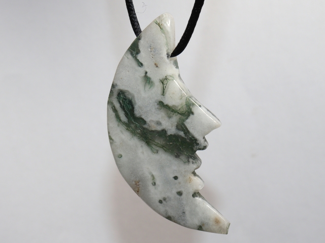 moss agate with cord or silver 925
