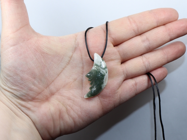 moss agate with cord or silver 925