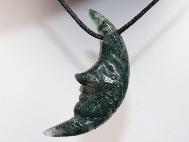 moss agate with cord or silver 925