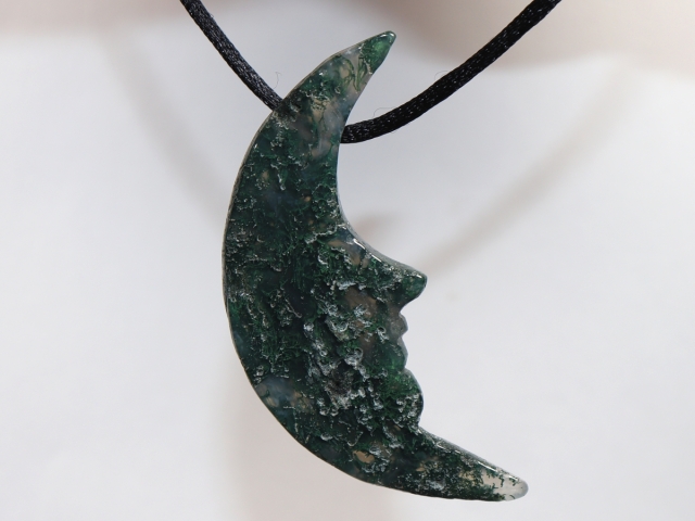 moss agate with cord or silver 925