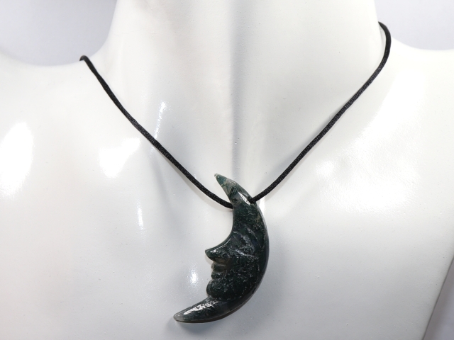 moss agate with cord or silver 925