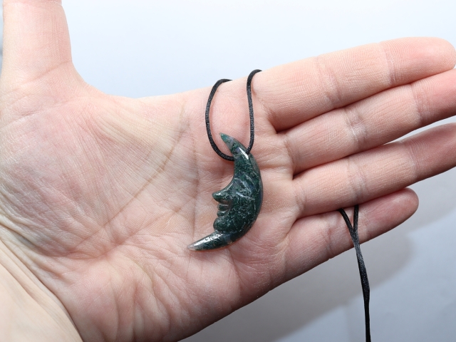 moss agate with cord or silver 925