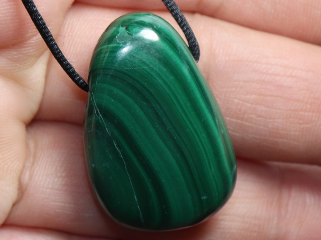 malachite with cord or silver 925