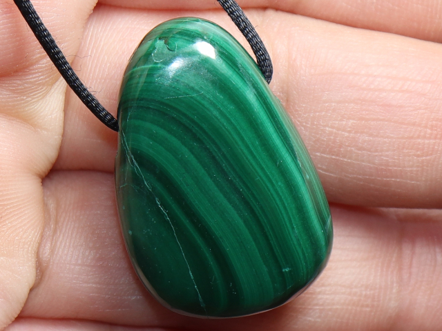 malachite with cord or silver 925
