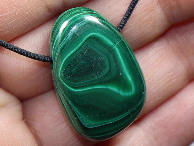 malachite with cord or silver 925